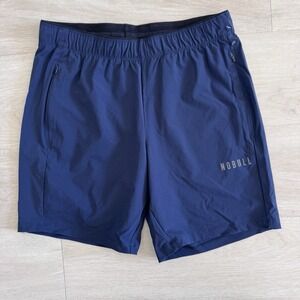 NOBULL Mens Training Shorts Blue Size Small Athletic Gym Lined Zip Pockets